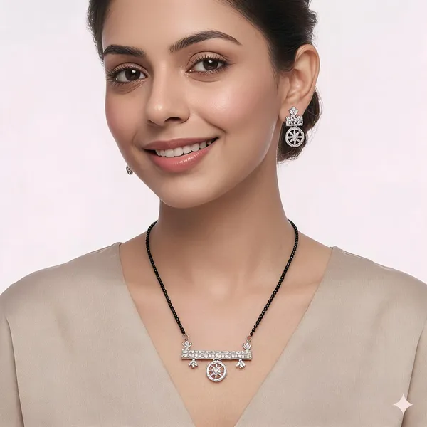 White_Silver_Plated_Black_Bead_Star_Motif_Jewellery_Set_For_Women
