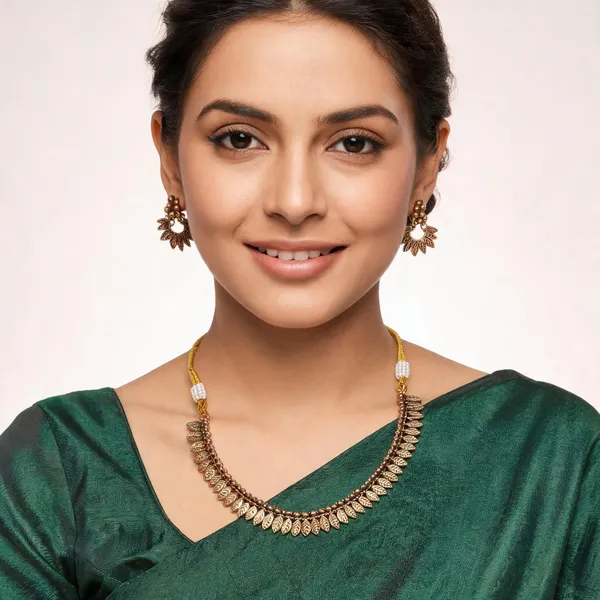 Gold_Plated_Antique_Leaf_Motif_Jewellery_Set_For_Women