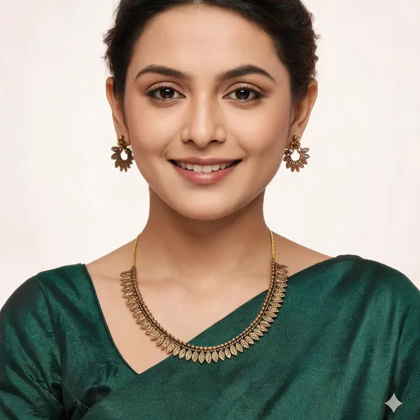 Gold_Plated_Antique_Leaf_Motif_Jewellery_Set_For_Women