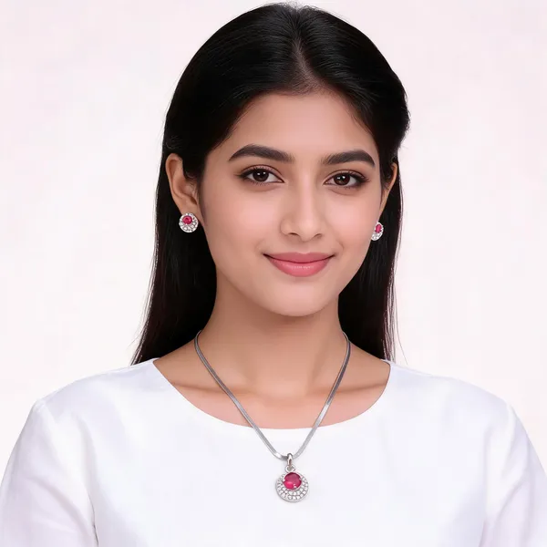 Pink_Silver_Plated_Ad_Stone_Chain_Pendant_Set_For_Women