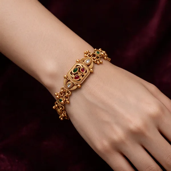 Gold_Matte_Finish_Rajvadi_Bracelet_For_Women
