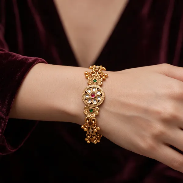 Gold_Matte_Finish_Rajvadi_Bracelet_For_Women