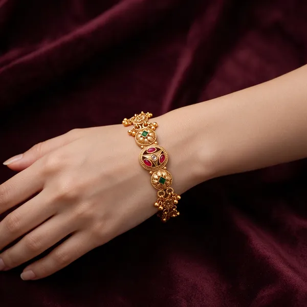 Gold_Matte_Finish_Rajvadi_Bracelet_For_Women