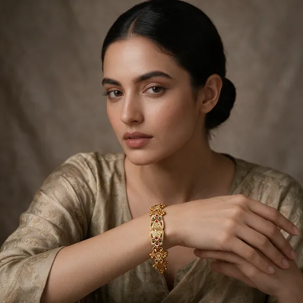 Gold_Matte_Finish_Rajvadi_Bracelet_For_Women