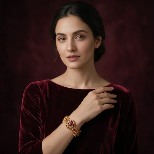 Gold_Matte_Finish_Rajvadi_Bracelet_For_Women