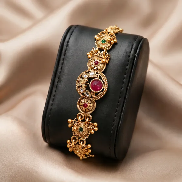 Gold_Matte_Finish_Rajvadi_Bracelet_For_Women