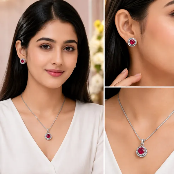 Pink_Silver_Plated_Ad_Stone_Chain_Pendant_Set_For_Women