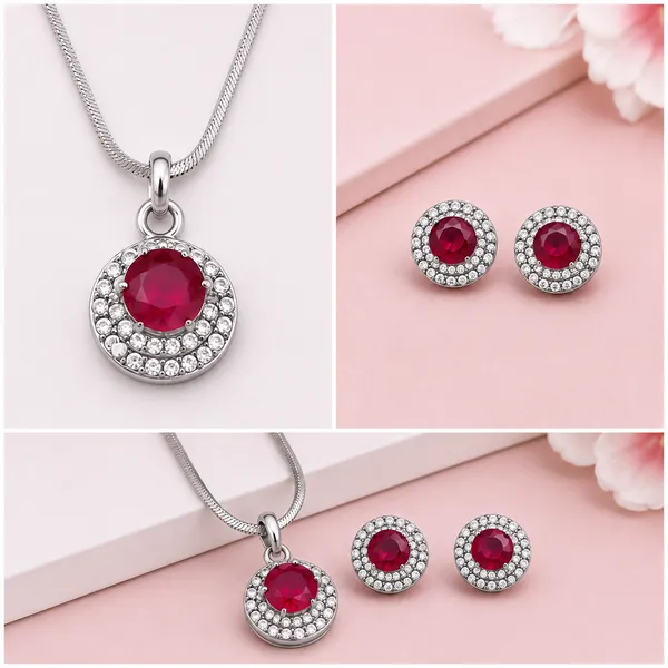 Pink_Silver_Plated_Ad_Stone_Chain_Pendant_Set_For_Women