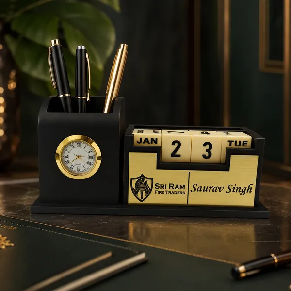 Personalized_Wooden_Desk_Organizer_with_Name,_Pen_Stand,_Table_Clock_&_Calendar_(_WITH_YOUR_LOGO_NAME)