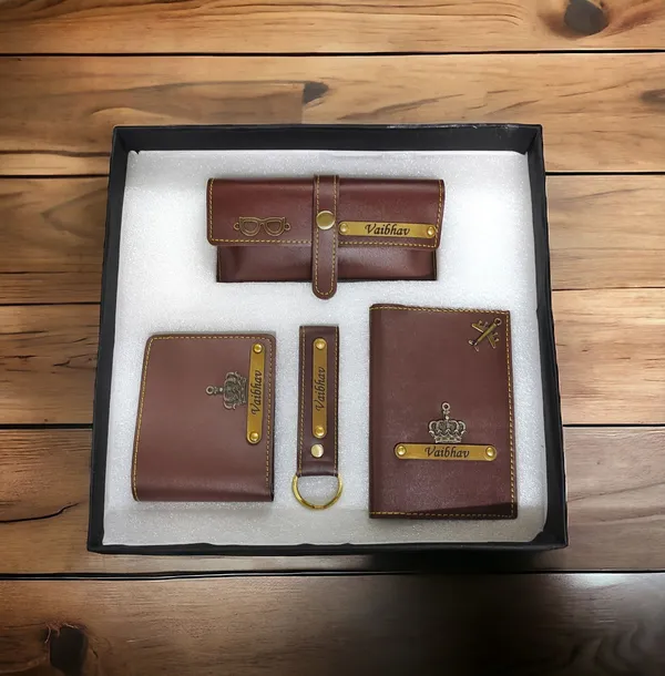 AngelsCreation_Card_Holder_And_Wallet_Combo_Brown_Pack_Of_4
