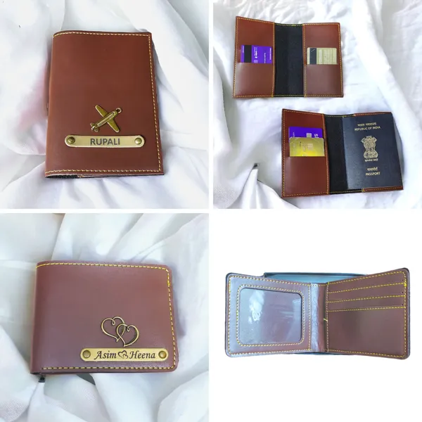 AngelsCreation_Card_Holder_And_Wallet_Combo_Brown_Pack_Of_4