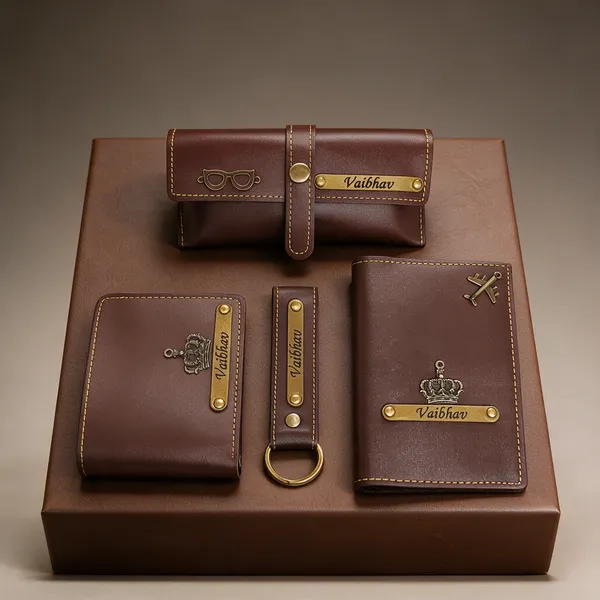 AngelsCreation_Card_Holder_And_Wallet_Combo_Brown_Pack_Of_4