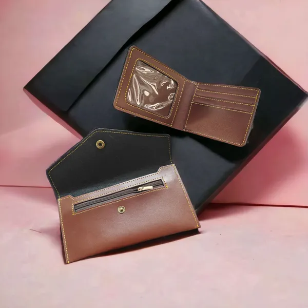 AngelsCreation_Men_And_Women_Travel,_Trendy,_Evening/Party,_Casual,_Formal,_Ethnic_Brown_Artificial_Leather_Wallet_3_Card_Slots,_Pack_of_2_Pack_Of_2
