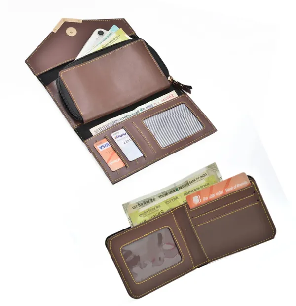 AngelsCreation_Men_And_Women_Evening/Party,_Travel,_Trendy_Brown_Artificial_Leather_Wallet_3_Card_Slots,_Pack_of_2_Pack_Of_2