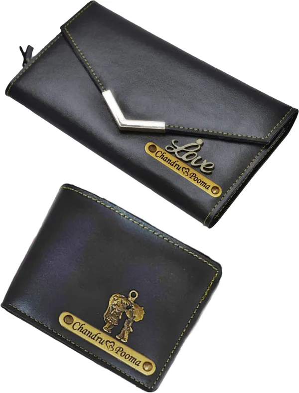 AngelsCreation_Men_And_Women_Evening/Party,_Trendy_Black_Artificial_Leather_Wallet_3_Card_Slots,_Pack_of_2_Pack_Of_2
