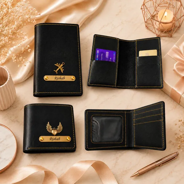 AngelsCreation_Men_And_Women_Evening/Party,_Travel,_Trendy_Black_Artificial_Leather_Wallet_3_Card_Slots,_Pack_of_4_Pack_Of_4
