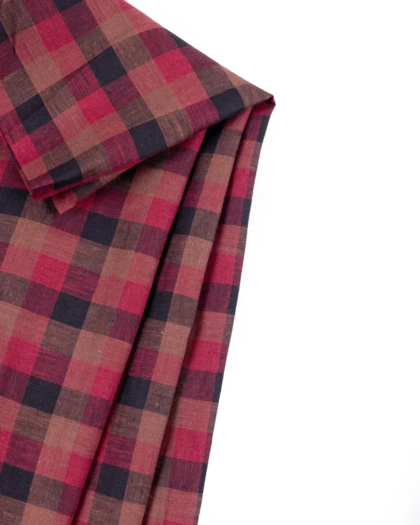 Maroon_Pure_Linen_Unstitched_Fabric_For_Men