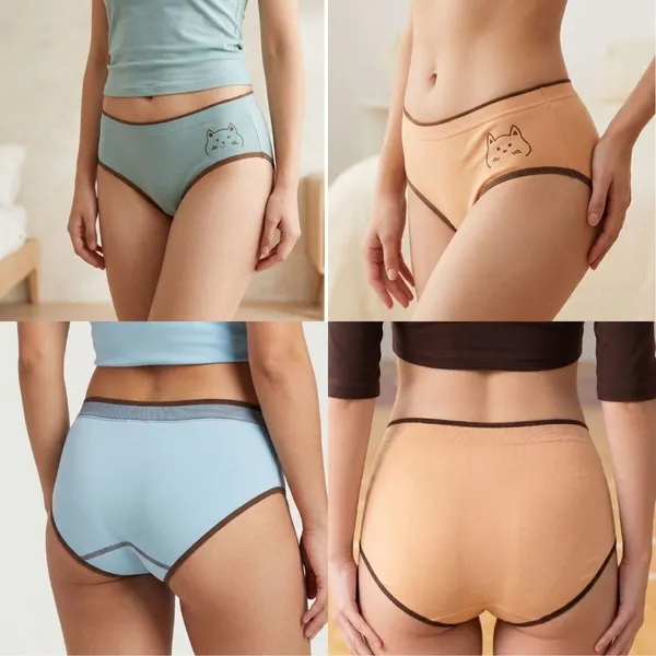 Blue_And_Peach_Cat_Print_Briefs_for_Women