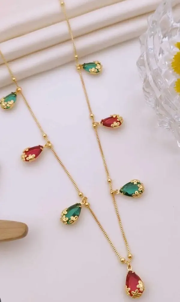 Gold-Tone_Multicolour_Teardrop_Pendant_Necklace_For_Women