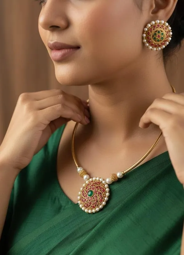 Gold_Tone_Meenakari_Necklace_And_Earrings_Set_For_Women