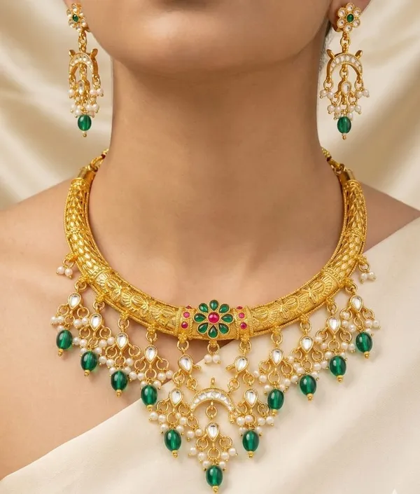 Gold-Toned_Traditional_Necklace_Set_For_Women
