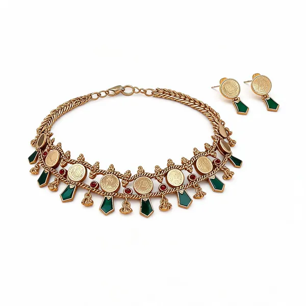 Gold_Tone_Coin_Charm_Choker_Necklace_Set_For_Women