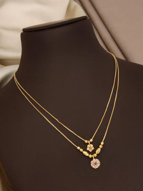 Gold_Tone_Floral_Layered_Necklace_For_Women