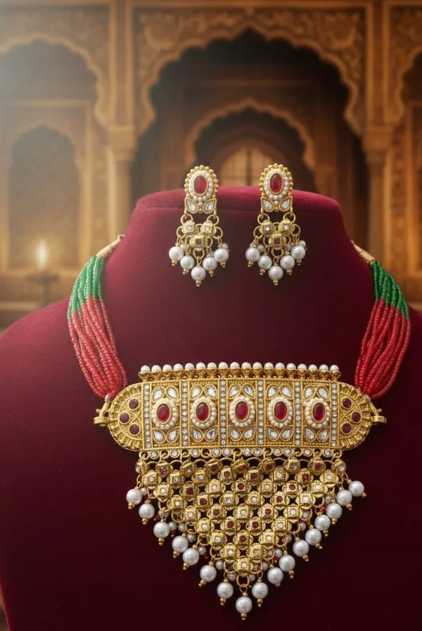 Gold_Tone_Kundan_Style_Necklace_Set_With_Earrings