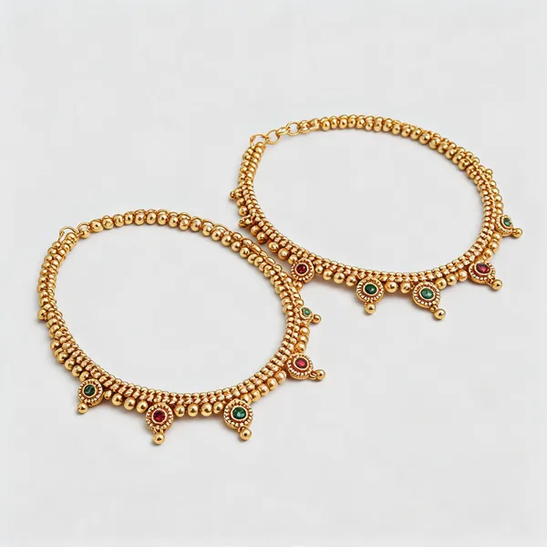 Gold_Tone_Beaded_Anklets_For_Women