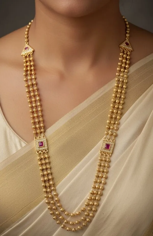 Gold-Toned_Multi-Strand_Beaded_Necklace_For_Women