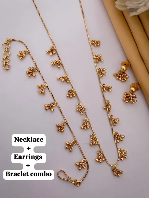 Gold_Tone_Traditional_Necklace_Earrings_Bracelet_Set_For_Women