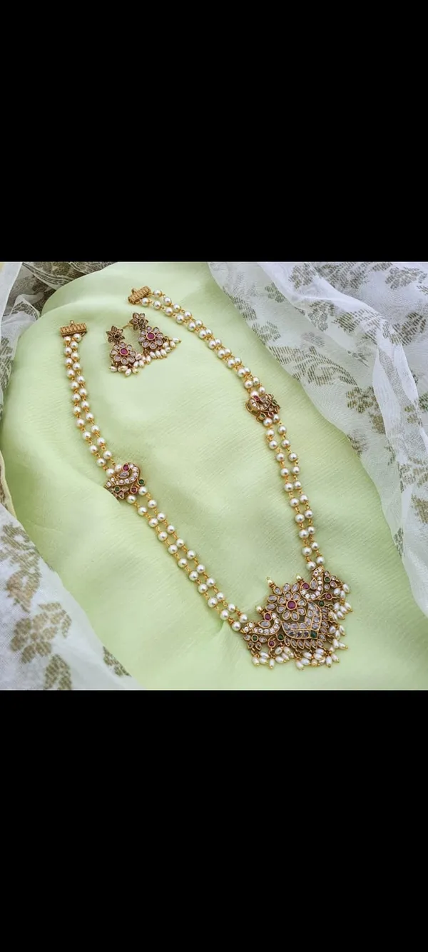 Gold_Tone_Pearl_Stone_Necklace_Set_For_Women