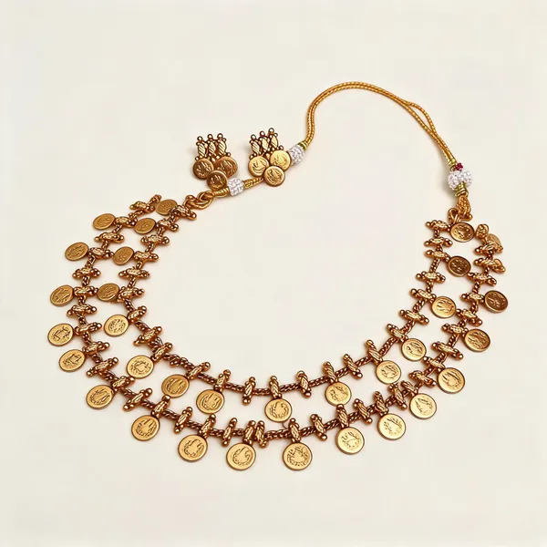 Gold-Tone_Traditional_Coin_Necklace_Set_For_Women