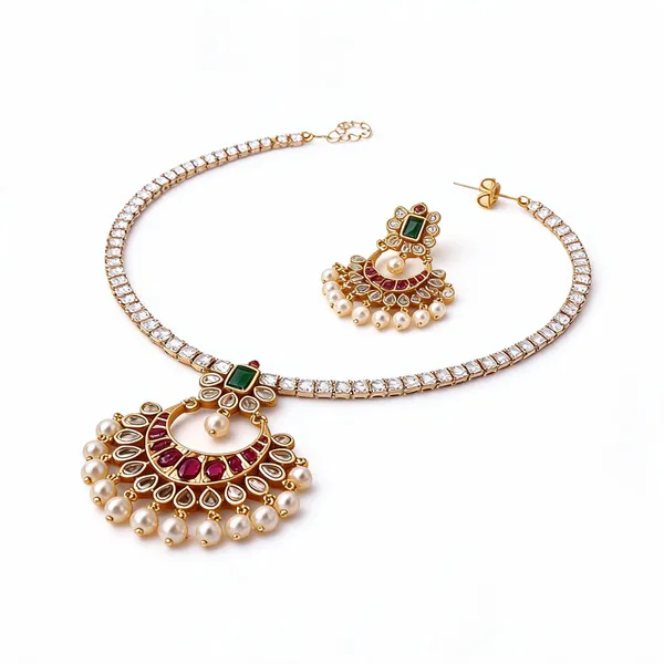 Gold_Tone_Kundan_Style_Pearl_Drop_Necklace_Set_For_Women