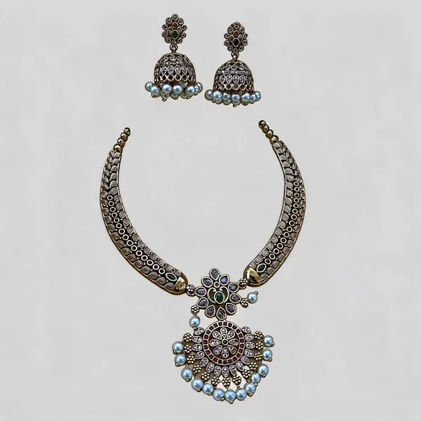 Gold_Tone_Traditional_Necklace_Set_For_Women