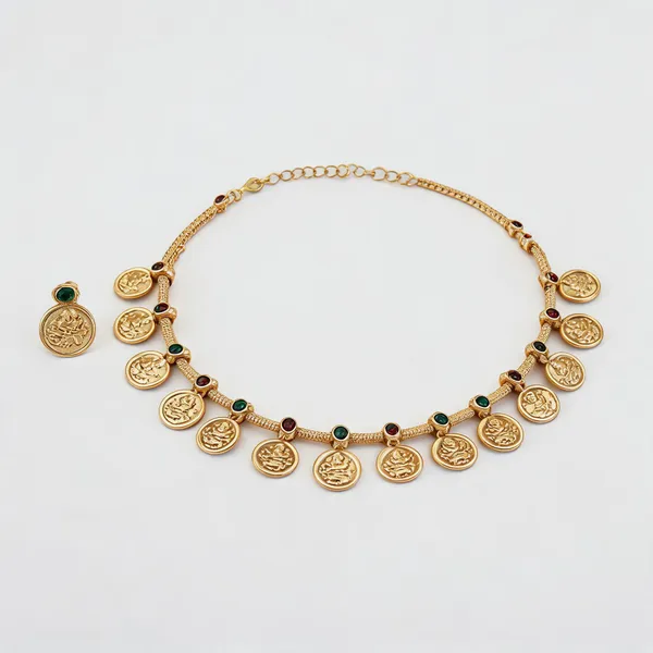 Gold_Tone_Traditional_Coin_Necklace_Set_For_Women