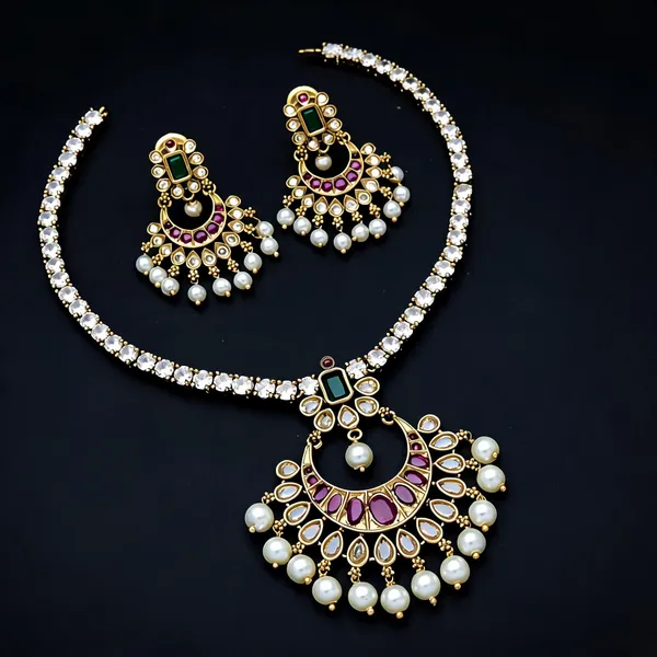 Gold_Tone_Stone_Studded_Necklace_Set_For_Women