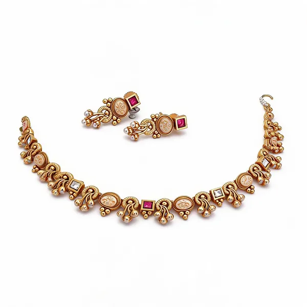 Gold_Tone_Traditional_Necklace_Set_For_Women