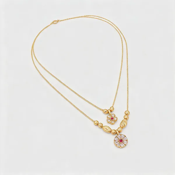 Gold_Tone_Floral_Layered_Necklace_For_Women