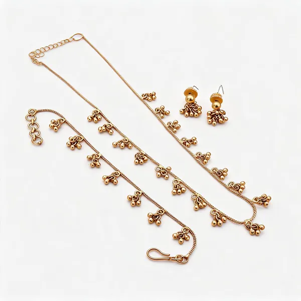Gold_Tone_Traditional_Necklace_Earrings_Bracelet_Set_For_Women