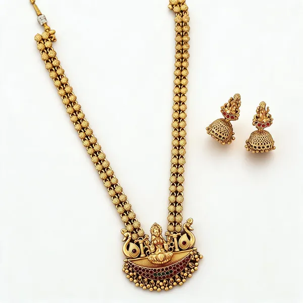 Gold_Tone_Temple_Design_Necklace_Set_For_Women