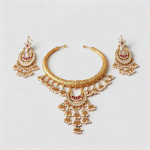 Gold_Tone_Traditional_Necklace_Set_For_Women