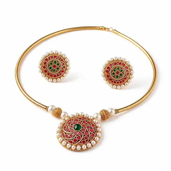 Gold_Tone_Meenakari_Necklace_And_Earrings_Set_For_Women
