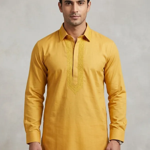 Yellow_Cotton_Gents_Kurta_Pyjama_For_Men