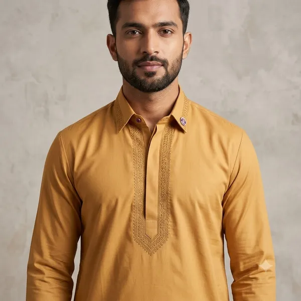 Beige_Cotton_Gents_Kurta_Pyjama_For_Men