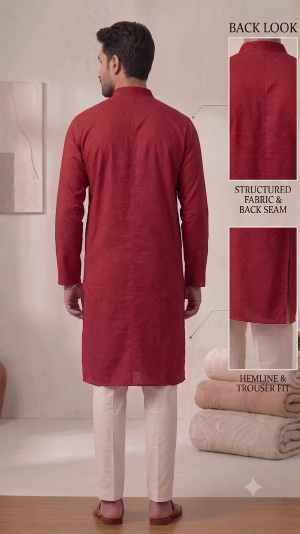 Red_Roochid_Cotton_Gents_Kurta_For_Men