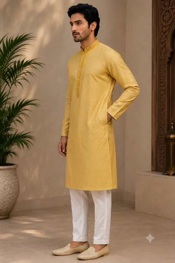 Yellow_Roochid_Cotton_Gents_Kurta_For_Men_"Festive_Season_Begins!"