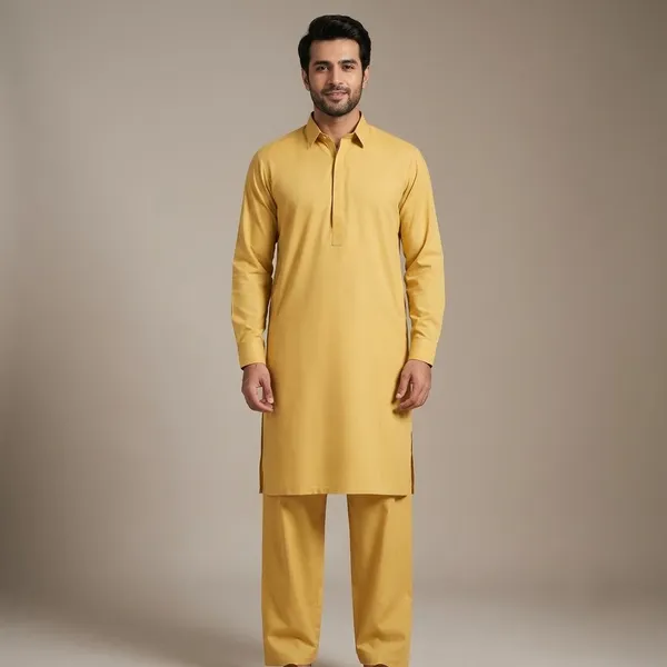 Beige_Cotton_Gents_Kurta_Pyjama_For_Men