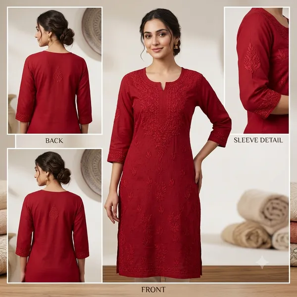 Red_Cotton_Ladies_Kurti_For_Women