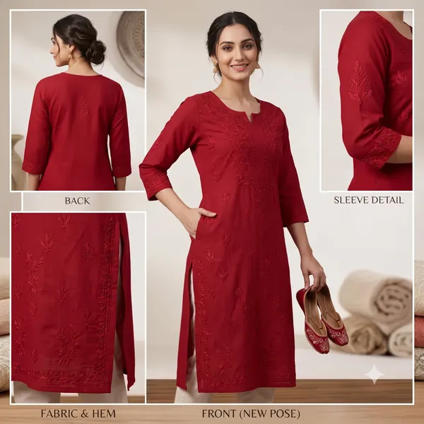 Red_Cotton_Ladies_Kurti_For_Women